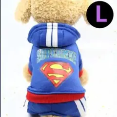 犬服スーパーマンつなぎ L パーカー ドッグウェア