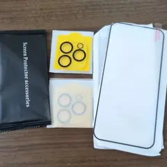 iPhone 15 ProMax ガラスフィルム カメラフィルム 黒縁