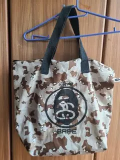 早い者勝ち！APE☓Stussy 迷彩柄 コラボトートバッグ　訳あり