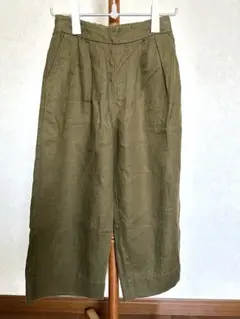コーエン　リネン　ワイドパンツ　ガウチョパンツ S グリーン　coen