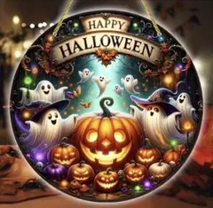 お化け カボチャ ハロウィン ウェルカムボード 木製 壁飾り インテリア【新品】