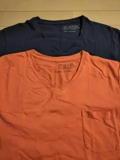MOUSSY オレンジ ネイビー Vネック Tシャツ 2枚セット