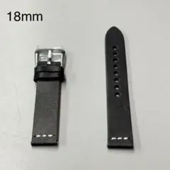 時計ベルト レザーベルト 18mm イタリアンレザー 牛革 替ベルト ブラック