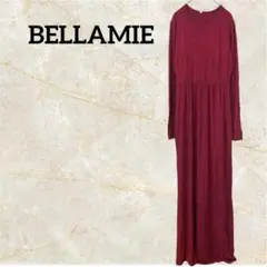 BELLAMIE バーガンディ ロングスリーブワンピース シンプル 長袖