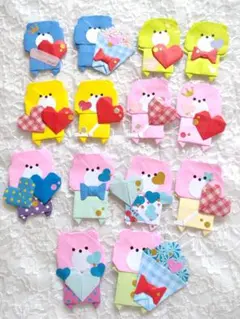 ♥14枚ありがとうくまさん折り紙壁面メダルハンドメイドメッセージカード♥