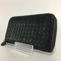 ボッテガヴェネタ 長財布 パイソン ブラック イントレチャート ラウンド