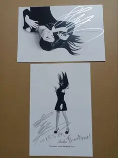 北川とわ 直筆サイン入りポストカード 2枚 美品