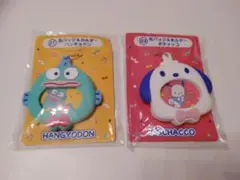 はぴだんぶい　一番くじ　缶バッジ&ホルダー　ハンギョドン・ポチャッコ