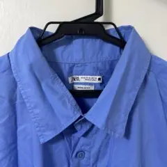 ZARA 青 メンズ長袖シャツ XL レギュラーフィット