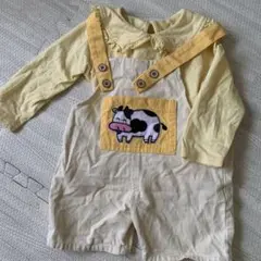 牛刺繍ロンパース・カバーオール　90〜100サイズ　長さ調整できる