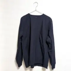 〈メンズ〉無印良品 ネイビー 長袖カットソー ボタン付き