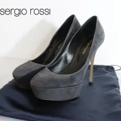 美品 セルジオロッシ sergio rossi グレー パンプス スウェード