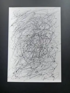 【真作】青山密 作 ペン画 抽象画 SIDE NO. 02