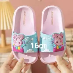 ペッパピッグ　サンダル　パステルミント　16㎝　キッズ　草履　カラフル　しゃぼん