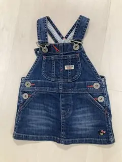 ミキハウス　デニムオーバーオールワンピース 80