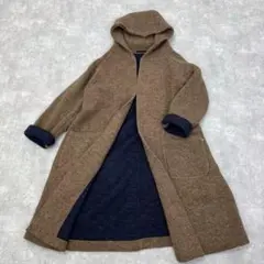 45R シェットランド 二重天竺 フードコート ベージュ × ネイビー S