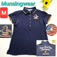 Munsingwear ペンギン 星条旗 スタッツ ポロシャツ 紺 M