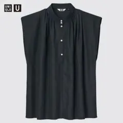 ユニクロユー　ギャザーシャツ　ノースリーブ　ブラウス