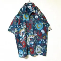 柄シャツ アロハシャツ XL 総柄 オープンカラー 開襟 相当 ココナッツボタン