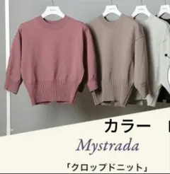 Mystrada クロップドニット ブラウン 五分袖