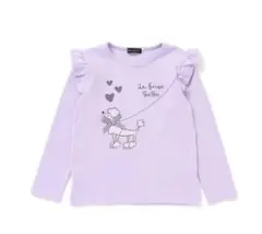 bebe BEBE おすましプードル肩フリルスムース長袖Tシャツ　110