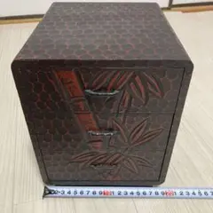 鎌倉 三段引き出し 竹柄　小物収納 小物入れ木製 昭和レトロ 伝統工芸品