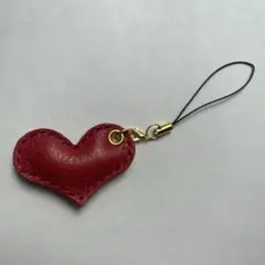 No.137ハートレザーストラップ　赤　アリゾナ　レザークラフト　ハンドメイド