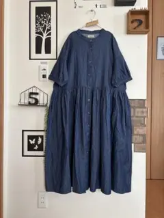 【8/18まで】美品★スタンドカラーワンピース＊ネイビー