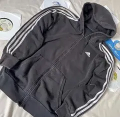 adidas 3本線 パーカー タグ無し 着丈参照 フルジップ L size