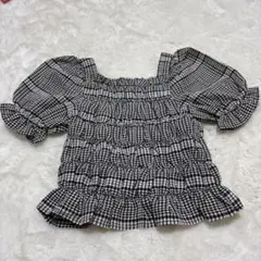 チェック柄シャーリングトップス