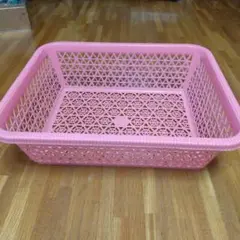 昭和レトロ 桃色バスケット 大