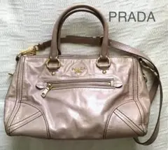 PRADA プラダ 2Way レザー バッグ ピンクベージュ