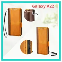 Galaxy A22 5G ケース 手帳型 サイドマグネット ブラウン