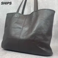 【極上美品✨】シップス トートバッグ シボ革 ブラウン ビジネス A4可 大容量