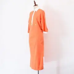 セリーヌ レディース シャツ ロング ワンピース ポロシャツ風 オレンジ 40