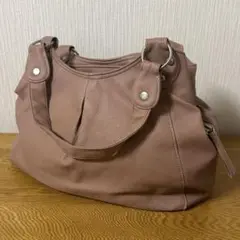 合皮ハンドバッグ　ベージュピンク　大容量