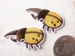 【即購入OK】カブトムシ　カブト虫　　昆虫　アイロンワッペン　2枚セット