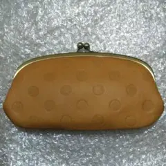カウレザー 新品未使用 がま口 長財布 ドット柄型押し