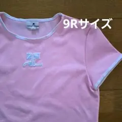courreges メッシュピンク 半袖Tシャツ クレージュ Y2K 古着 ロゴ