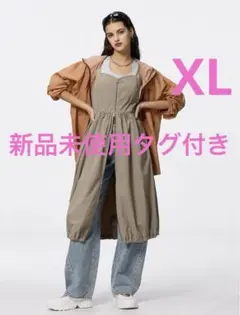 GU フロントジップバブルヘムワンピース ベージュ XL 新品未使用タグ付き