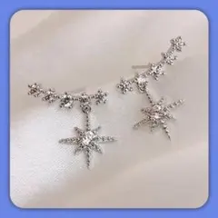 ラインストーン スター ピアス シルバー