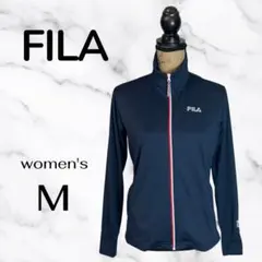 美品✨【FILA】ストレッチトラックジャケット　ジャージ　スポーツ　指穴　紺　M