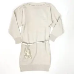 正規品 エルメス カシミヤ100% ニット ワンピース ベルト アイボリー 34