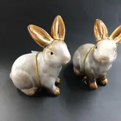 デスポッツ うさぎグッズ 置物 2個セット ディスプレイ 新品 高さ8cm