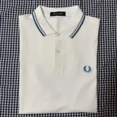 【美品】FRED PERRY フレッドペリー ポロシャツ M白×水色 試着のみ