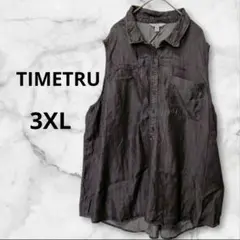 TIMETRU グレー ノースリーブシャツ 3XL