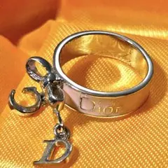 美品 クリスチャンディオール ロゴリング リボン トロッター ピンク 6号