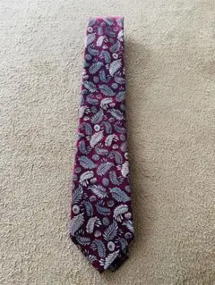 【美品】Catena ボルドー　葉柄ネクタイ　メンズ