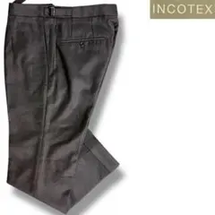 J5053 美品 インコテックス サイドアジャスター1プリーツスラックス 茶44