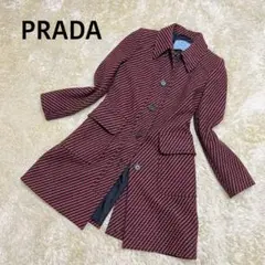 ☆レア・訳アリ☆PRADA ロングコート ウールアンゴラ イタリア製 シルク M
